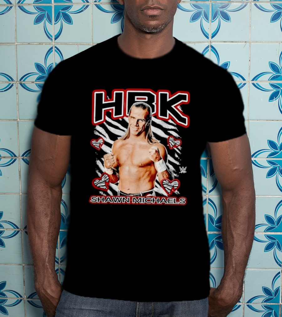 HBK Shawn Michaels Zebra Heart Hearts And Stripes T-Shirt