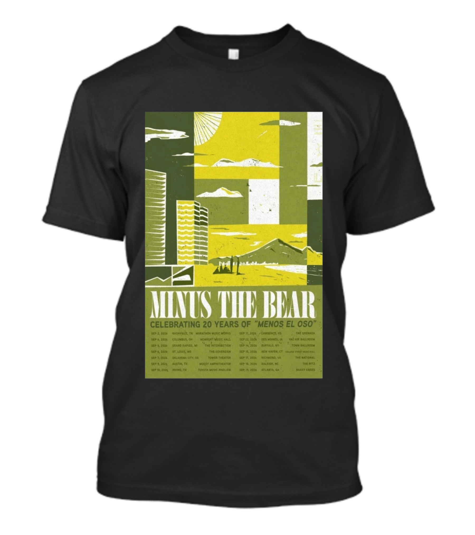 Minus The Bear Celebrating 20 Years Of Menos El Oso 2026 US Tour Dates T-Shirt