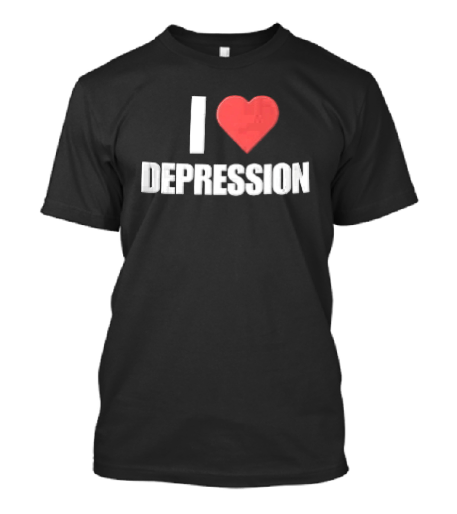 I Heart Depression White Text Red Heart Shape T-Shirt