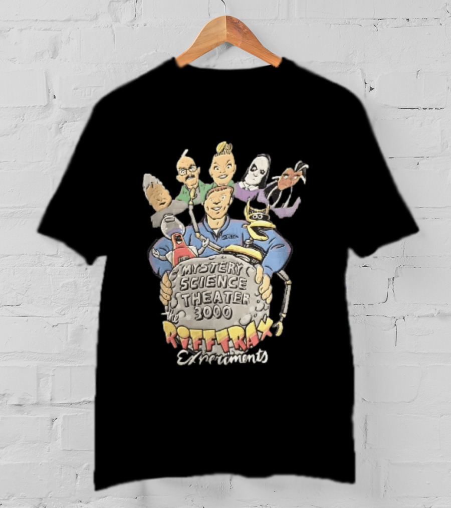 Mystery Science Theater 3000 Rifftrax Experiments Nelson Cartoon Caricature Host Robots Moon Rock T-Shirt