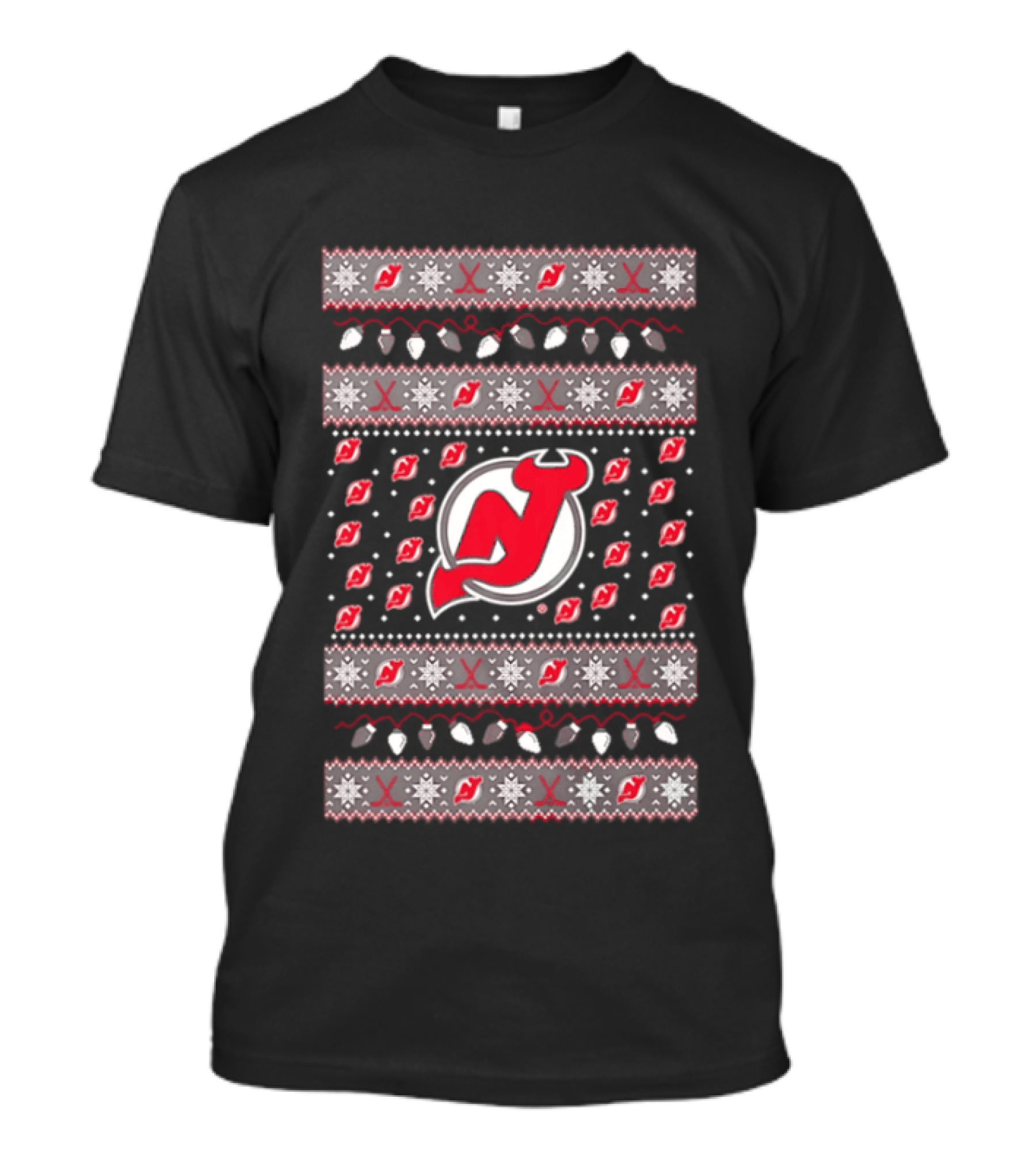 New Jersey Devils Christmas Holiday Lights T-Shirt