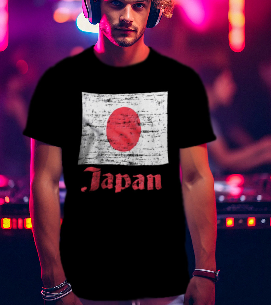 Japan Flag Distressed Style Red Dot Vintage Look T-Shirt