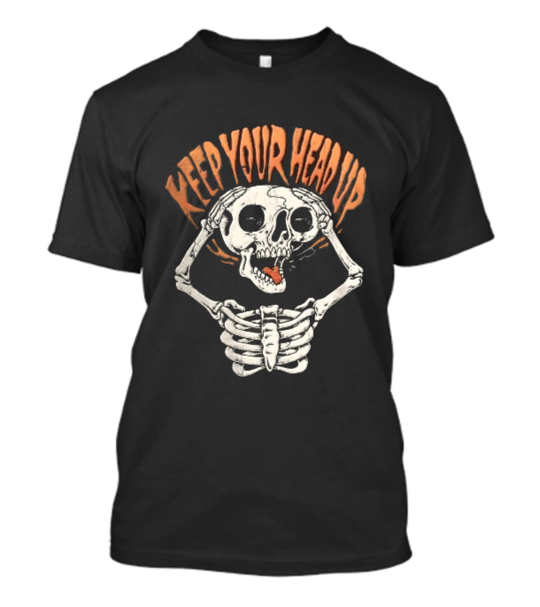 Keep Your Head Up Skeleton Lifting Skull Above Ribcage T-Shirt