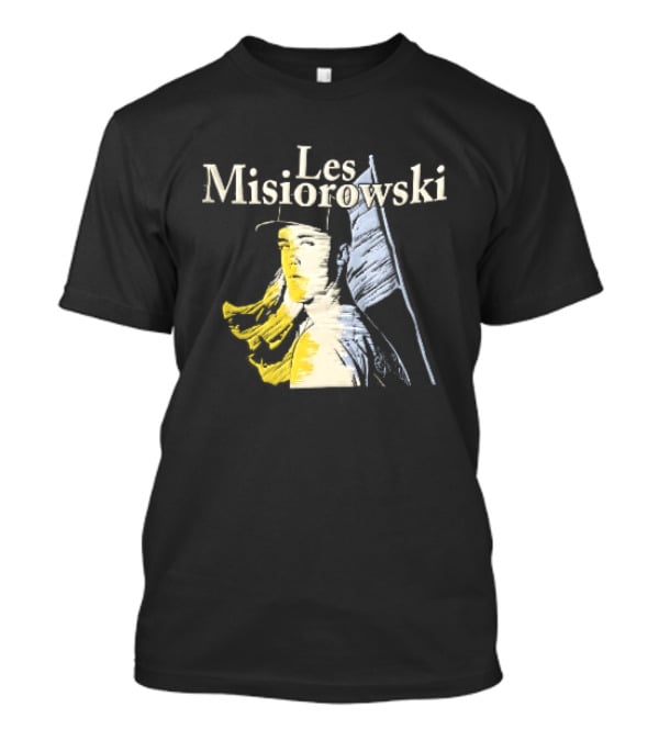 Les Misiorowski Baseball Pitcher Long Hair Flag Sketch T-Shirt