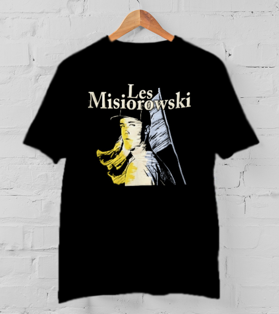 Les Misiorowski Baseball Pitcher Long Hair Flag Sketch T-Shirt