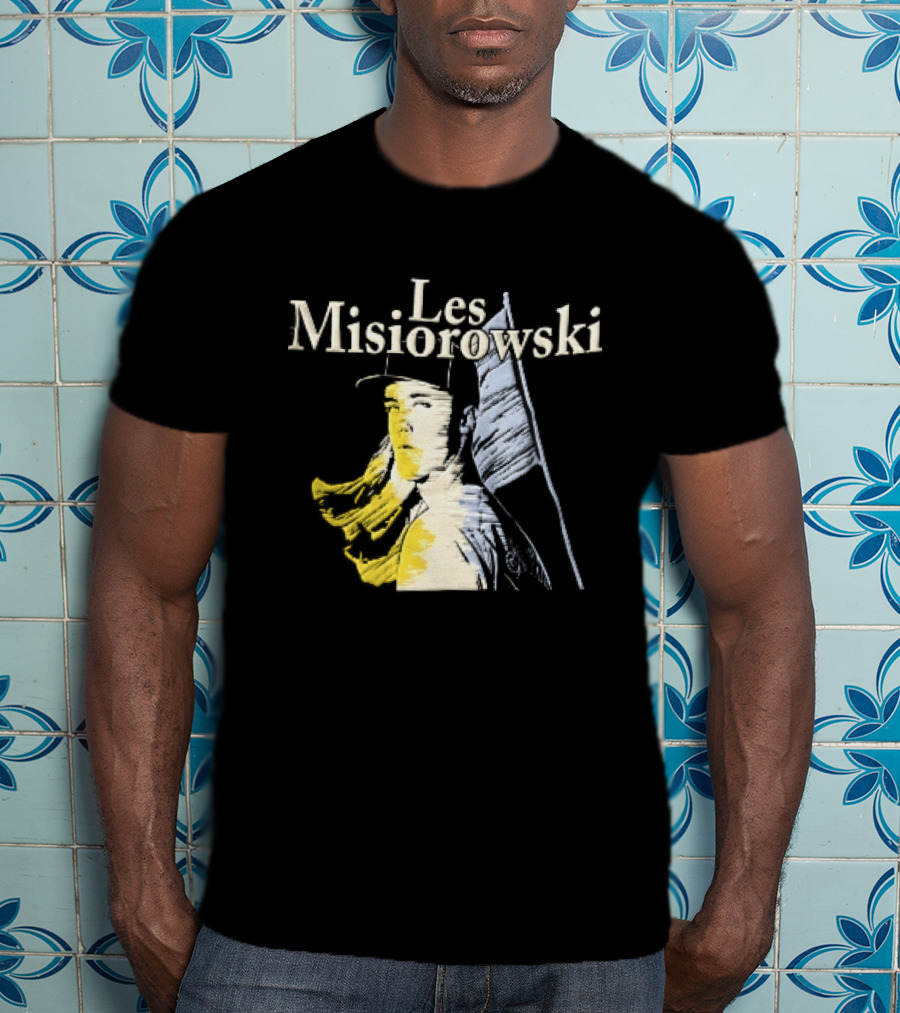 Les Misiorowski Baseball Pitcher Long Hair Flag Sketch T-Shirt