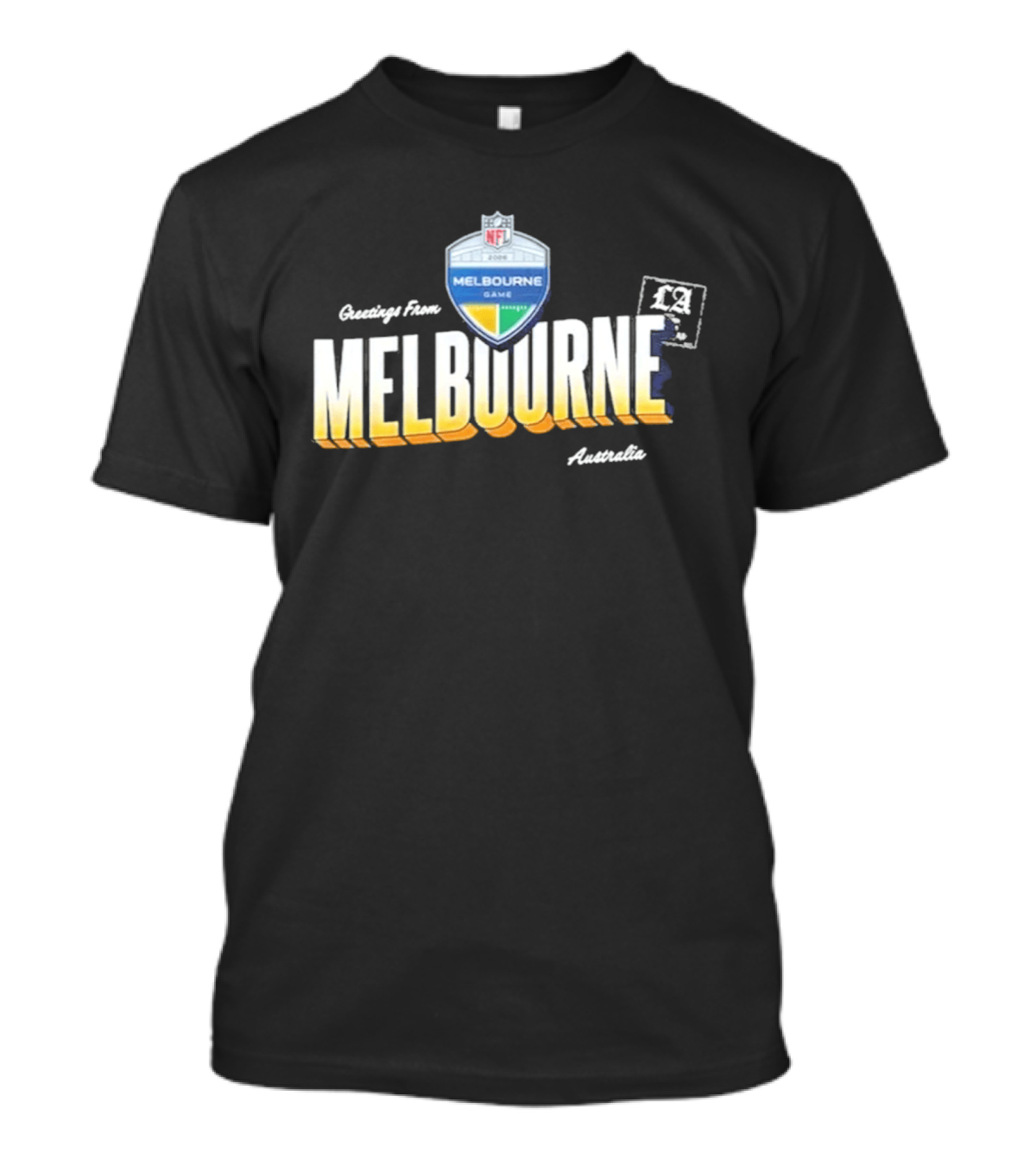 Los Angeles Rams NFL Melbourne Australia Game 2026 Greetings T-Shirt