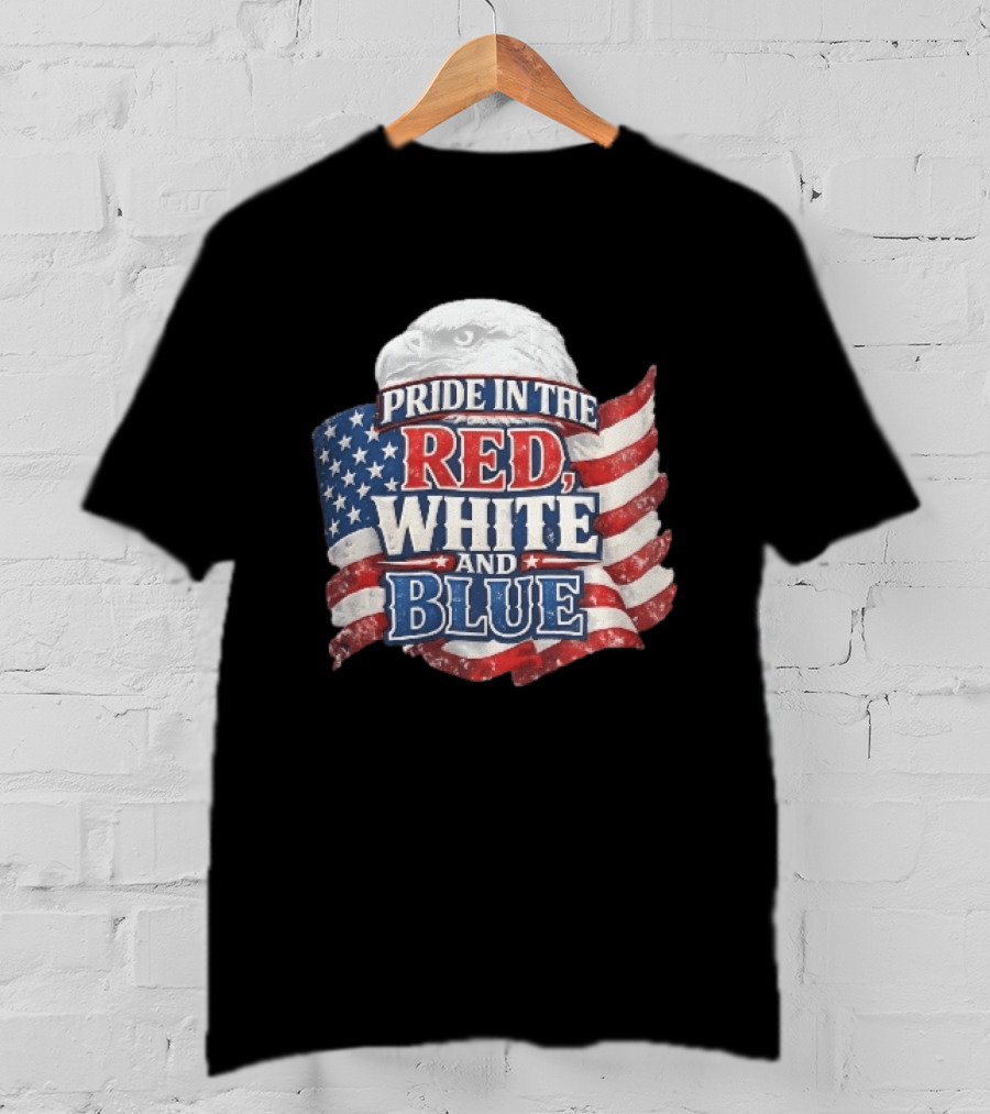 Pride In The Red White And Blue Bald Eagle American Flag T-Shirt