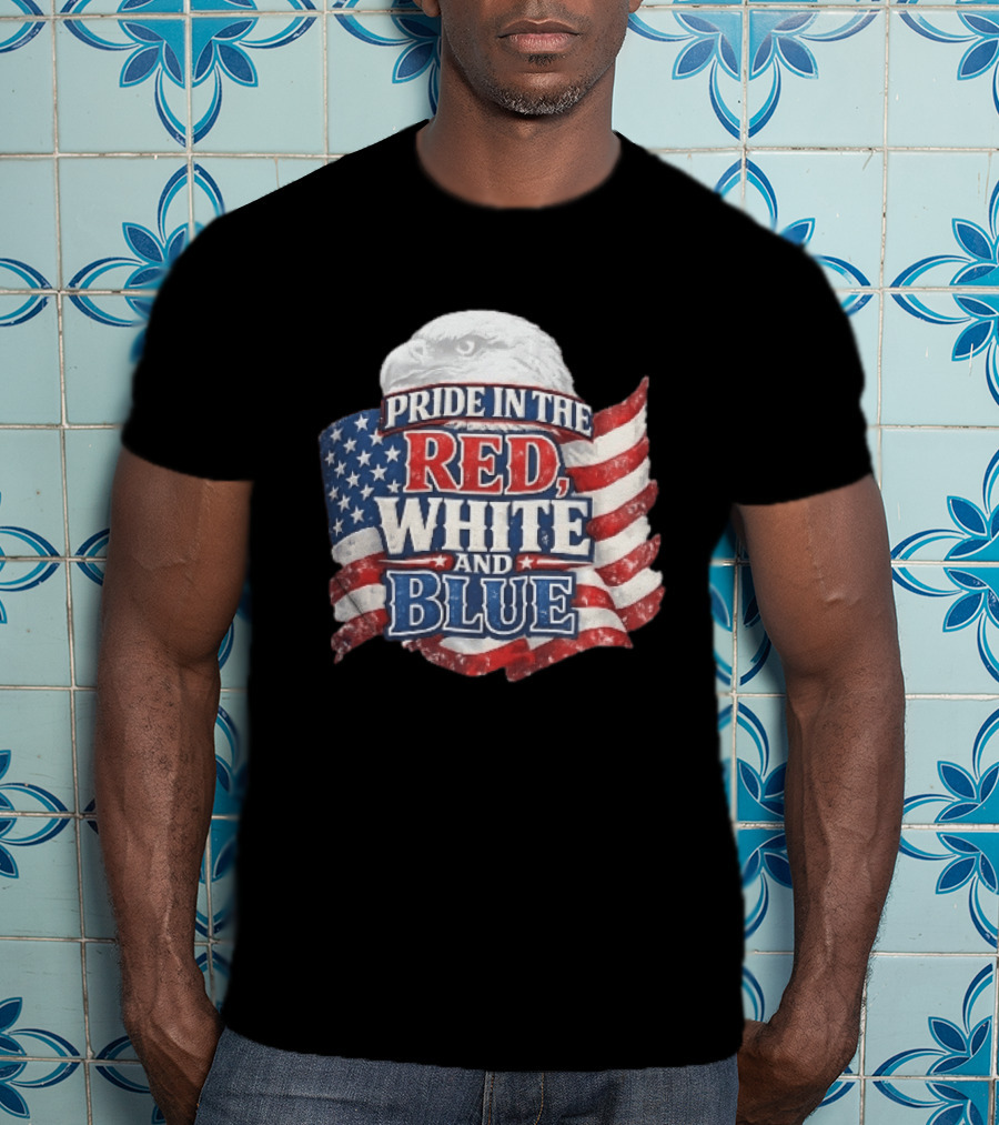 Pride In The Red White And Blue Bald Eagle American Flag T-Shirt
