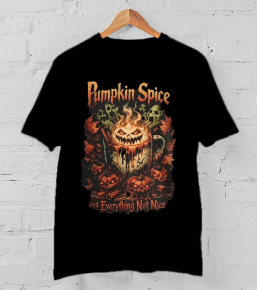 Pumpkin Spice And Everything Not Nice Evil With Ghosts And Skulls Steam T-Shirt