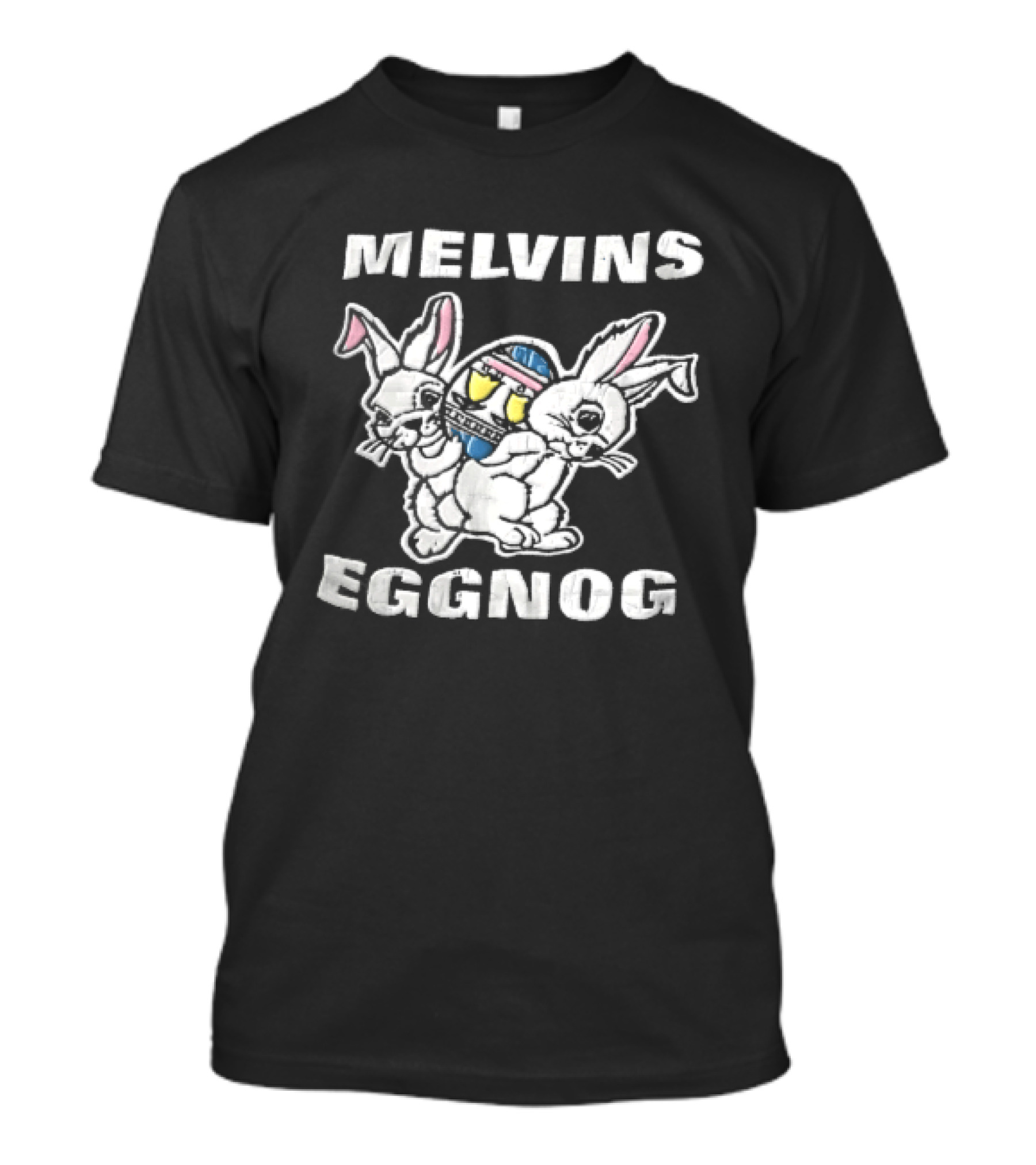 Melvins Eggnog Distressed Conjoined Rabbits Cartoon T-Shirt
