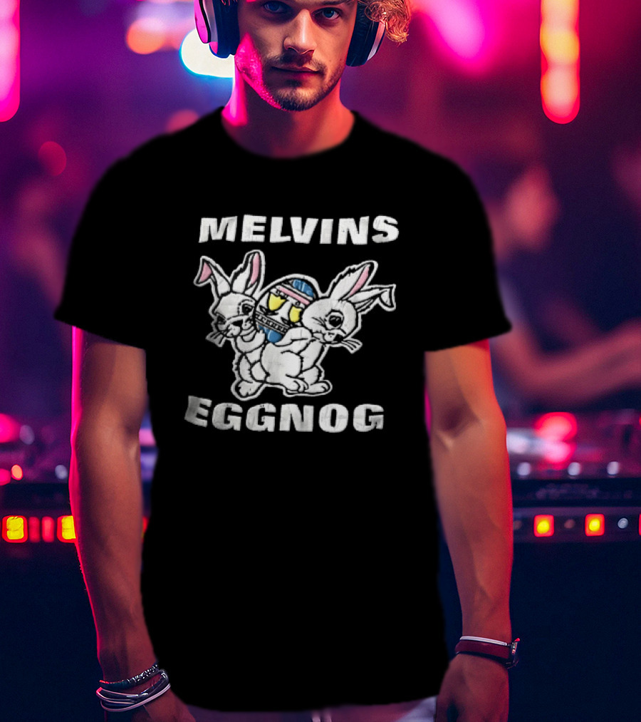 Melvins Eggnog Distressed Conjoined Rabbits Cartoon T-Shirt