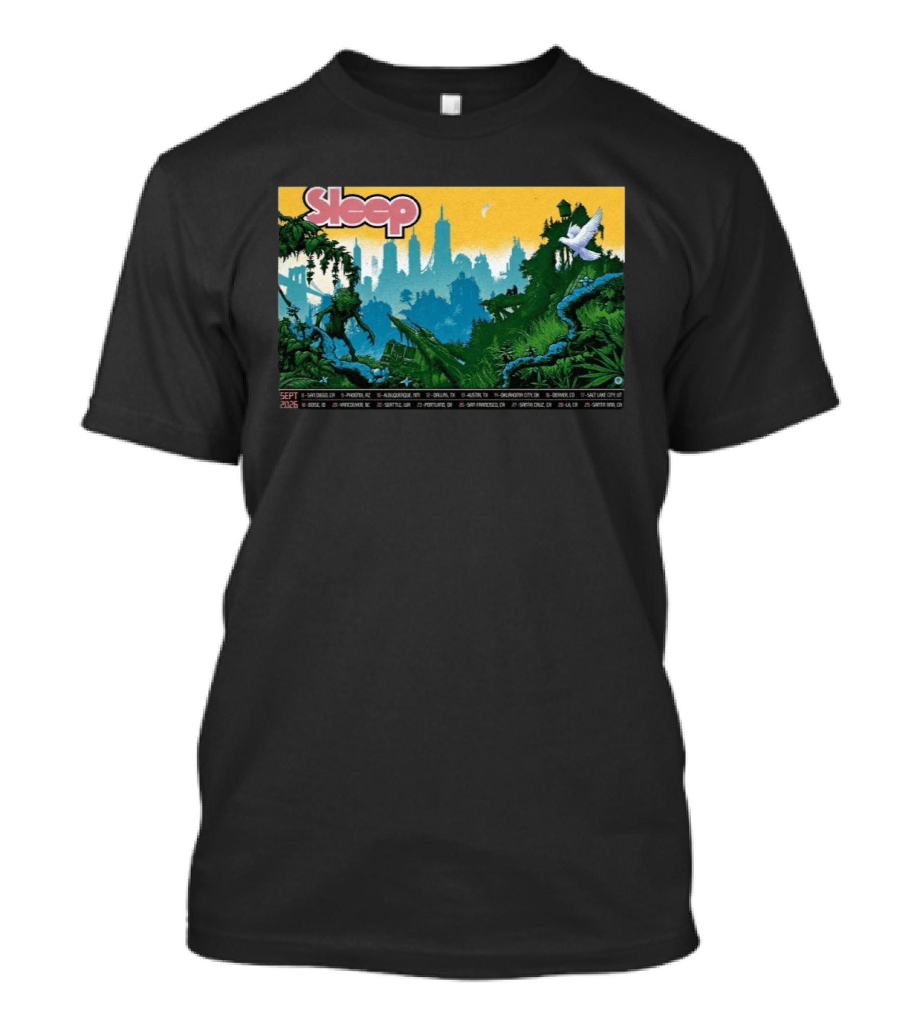 Sleep September 2026 Tour Dates Locations Skyline Jungle T-Shirt