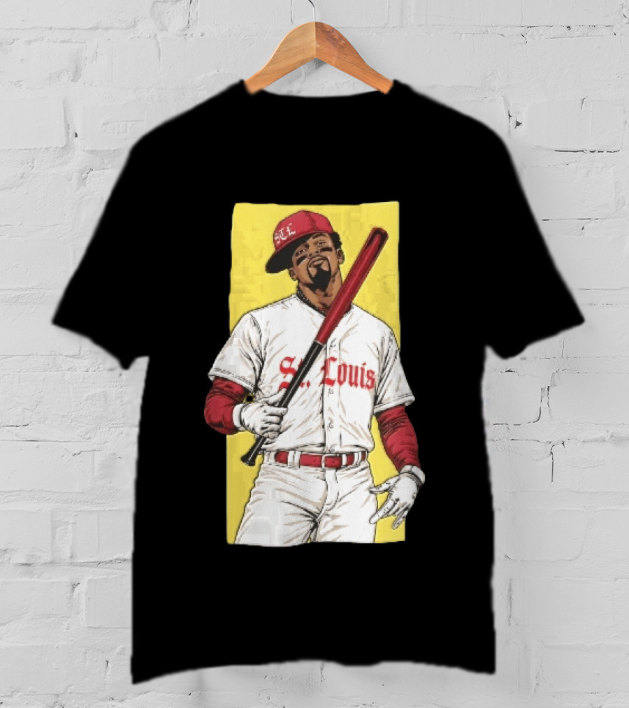 St Louis Cardinals STL Baseball Player Caricature With Bat T-Shirt
