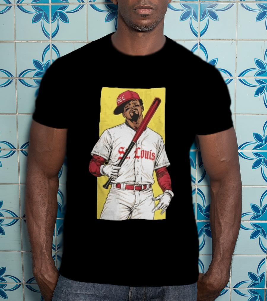 St Louis Cardinals STL Baseball Player Caricature With Bat T-Shirt