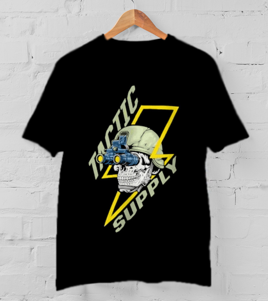 Tactical Skull Tactic Supply Night Vision Helmet Lightning Bolt T-Shirt