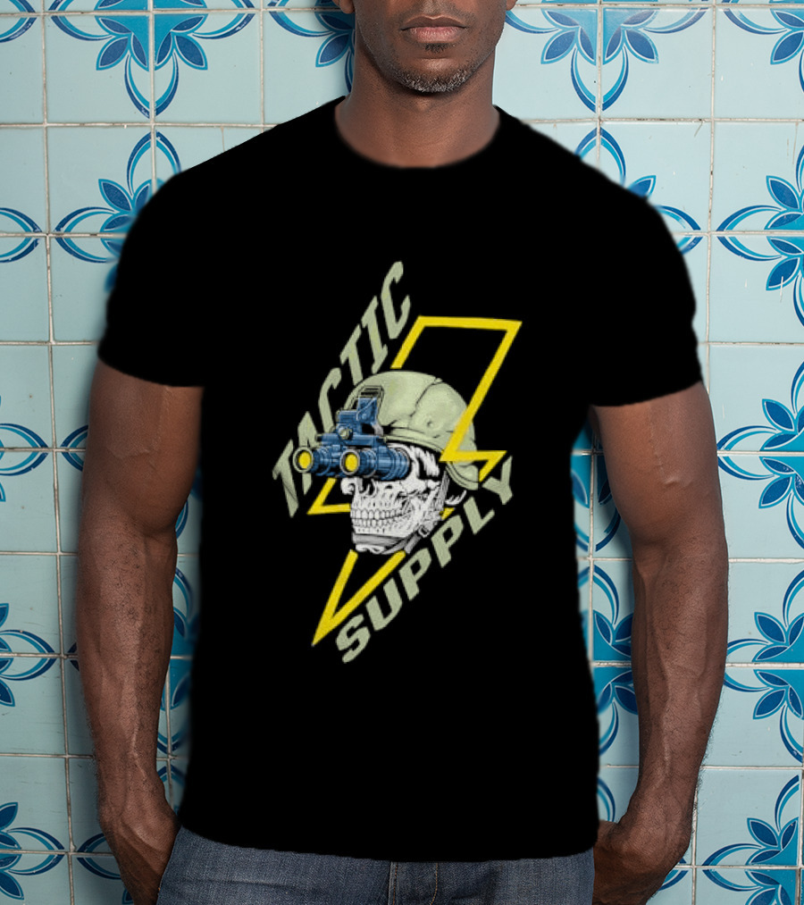 Tactical Skull Tactic Supply Night Vision Helmet Lightning Bolt T-Shirt
