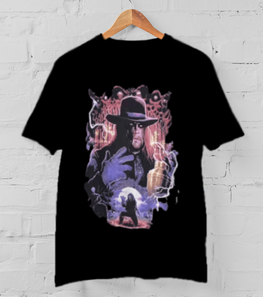 The Undertaker WWE Wrestler Vintage Style With Lightning And Urn T-Shirt
