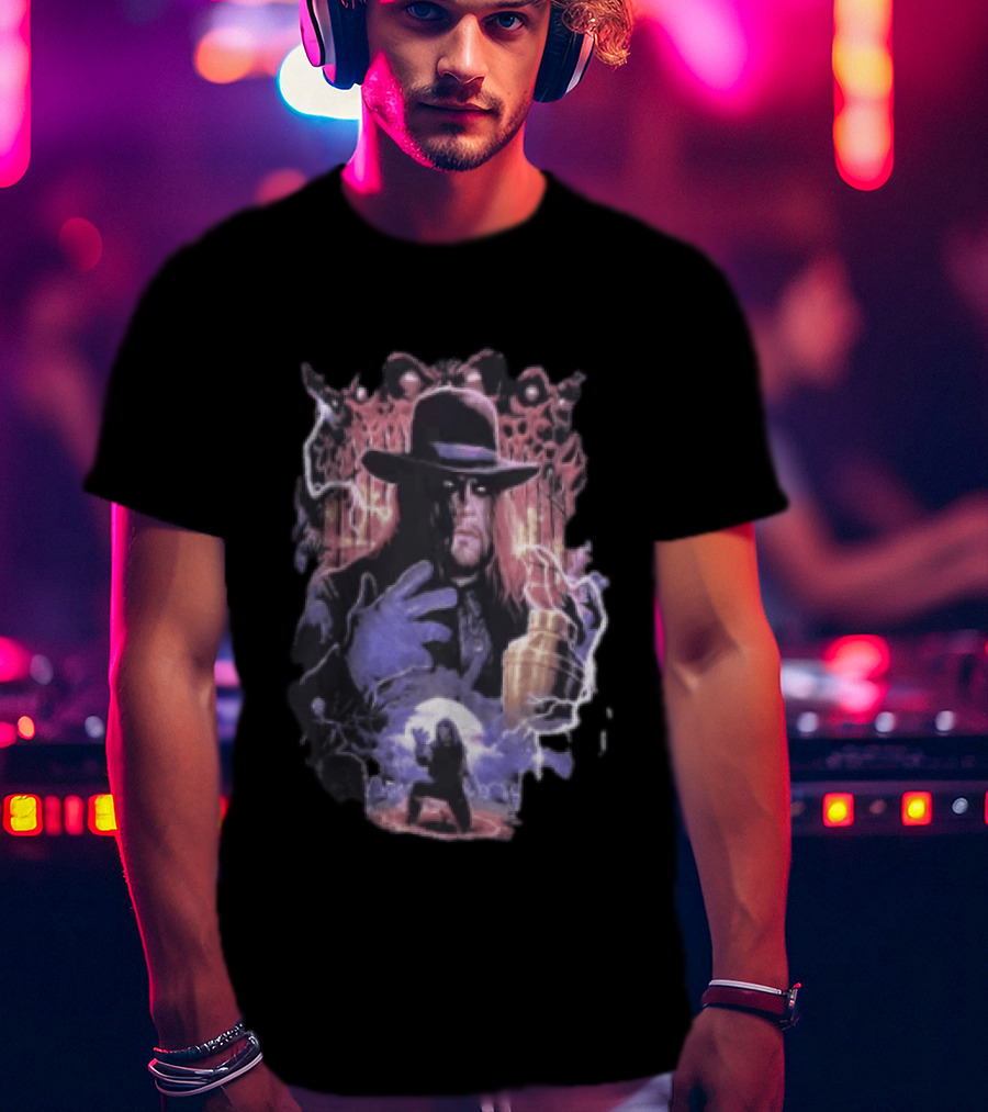 The Undertaker WWE Wrestler Vintage Style With Lightning And Urn T-Shirt