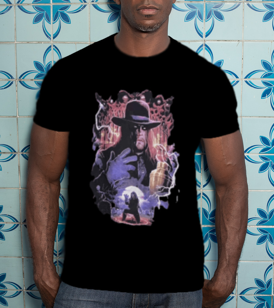 The Undertaker WWE Wrestler Vintage Style With Lightning And Urn T-Shirt