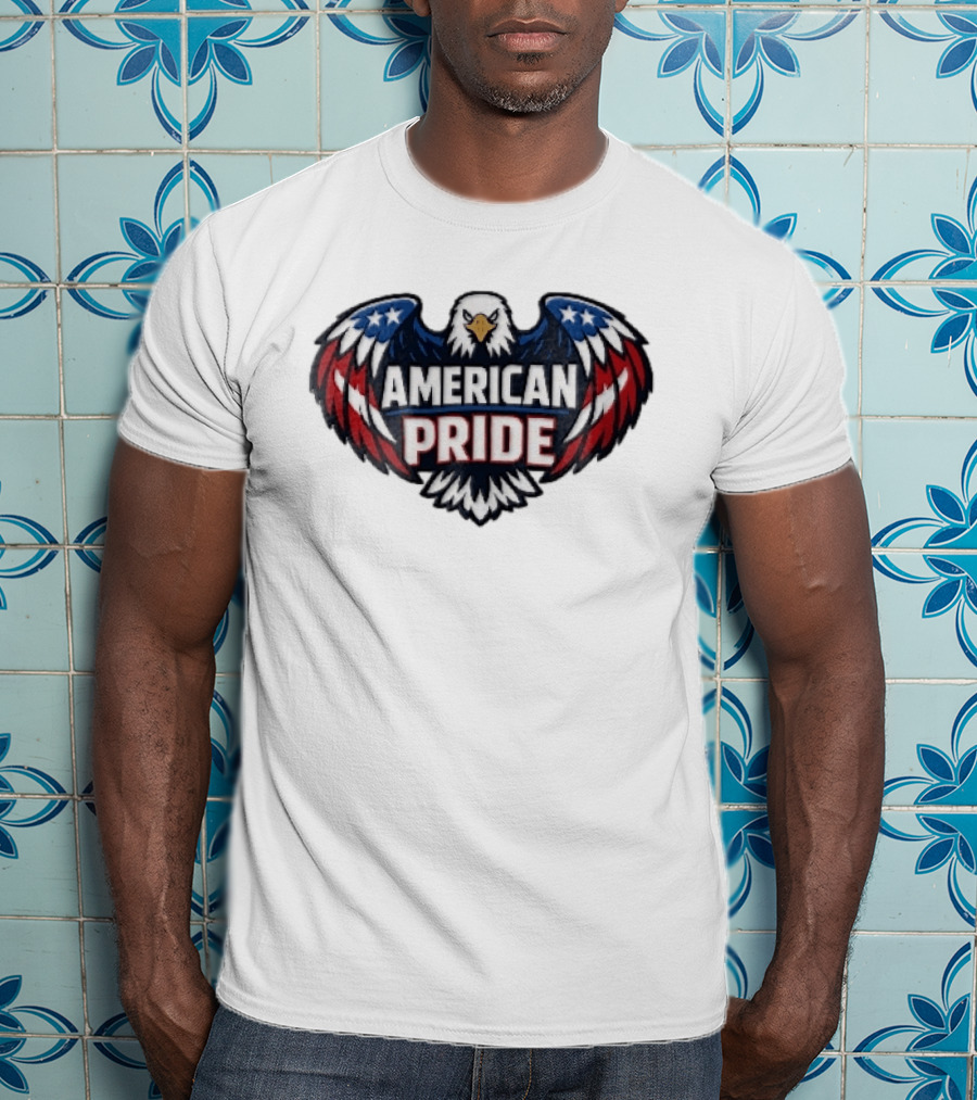 American Pride Bald Eagle Wings Stars And Stripes Flag T-Shirt