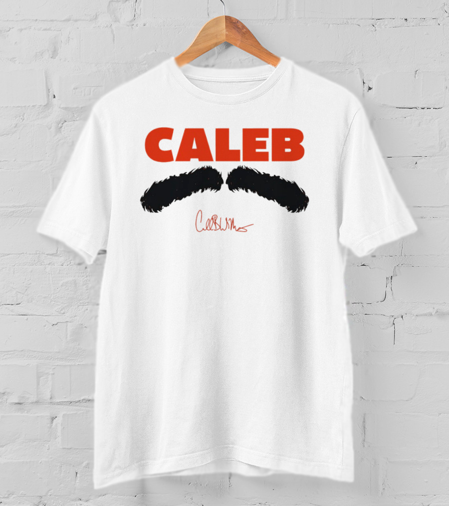 Caleb Mustache Red Text Signature T-Shirt