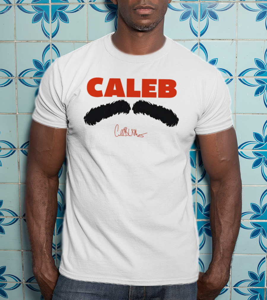 Caleb Mustache Red Text Signature T-Shirt