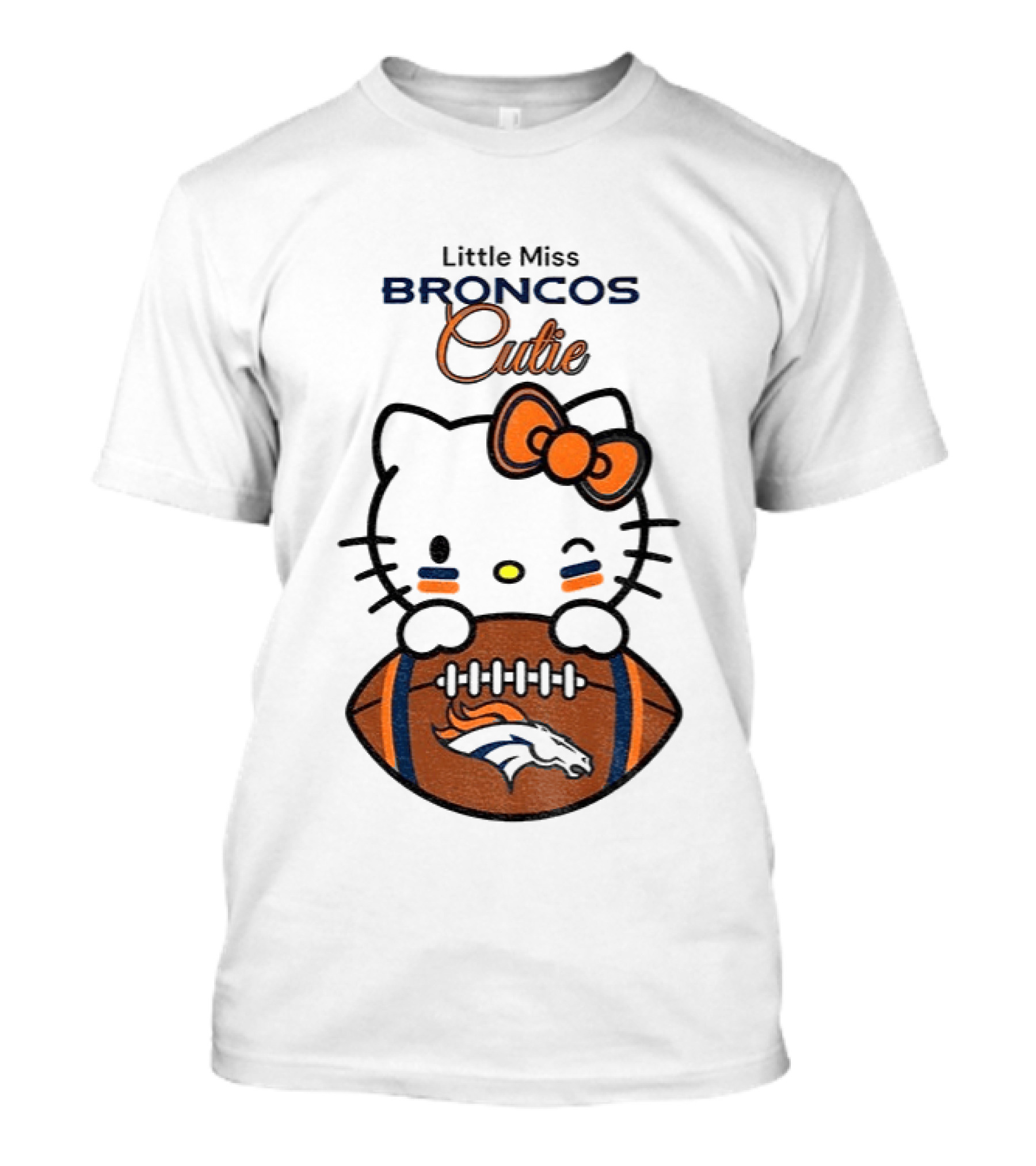 Little Miss Broncos Cutie Hello Kitty Football Fan T-Shirt