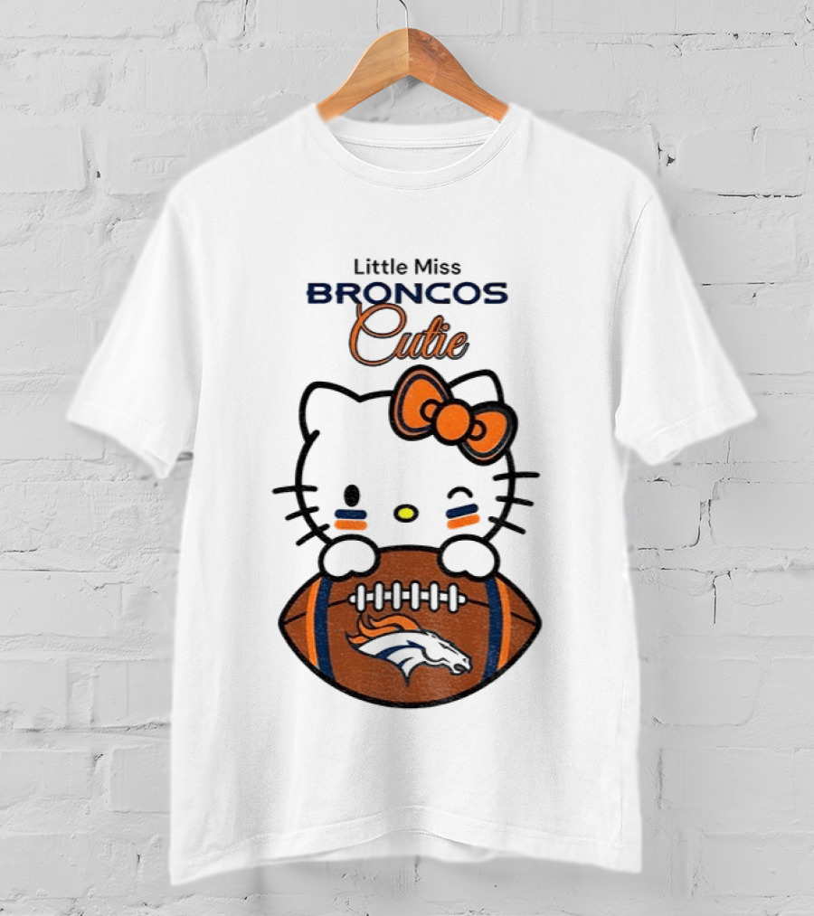 Little Miss Broncos Cutie Hello Kitty Football Fan T-Shirt
