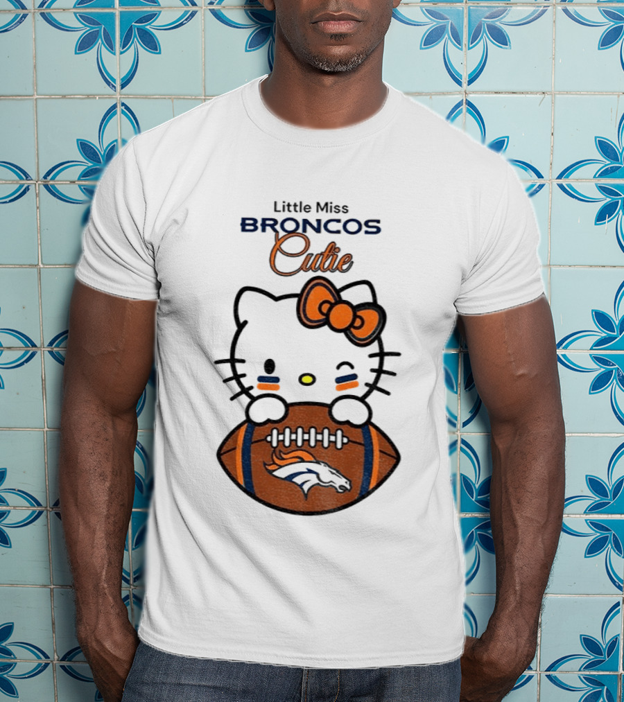 Little Miss Broncos Cutie Hello Kitty Football Fan T-Shirt