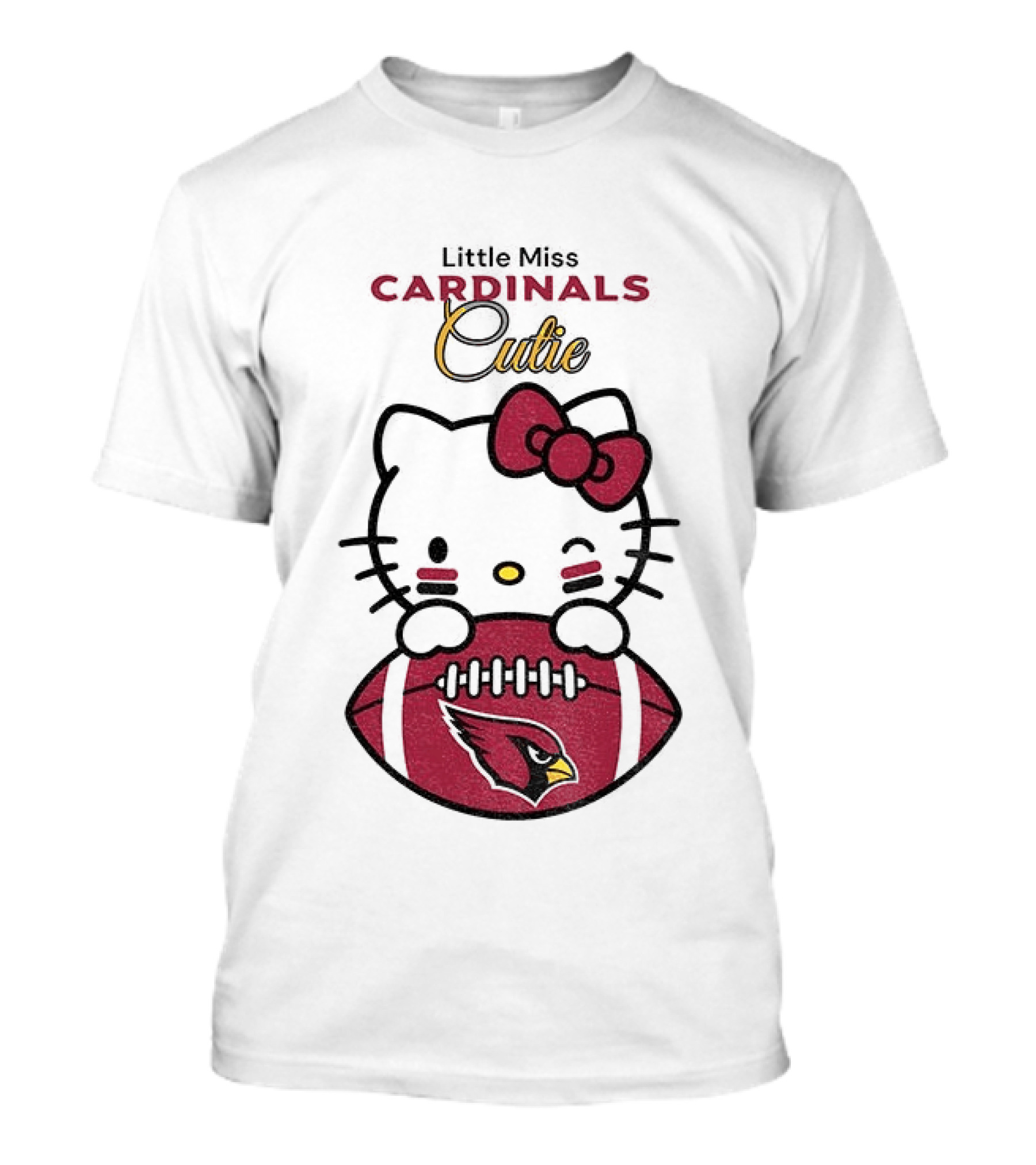 Little Miss Cardinals Cutie Hello Kitty Football T-Shirt