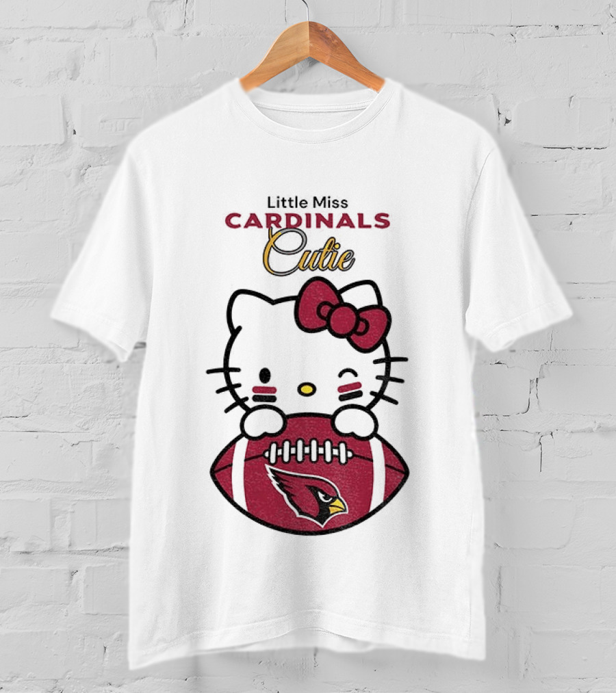 Little Miss Cardinals Cutie Hello Kitty Football T-Shirt