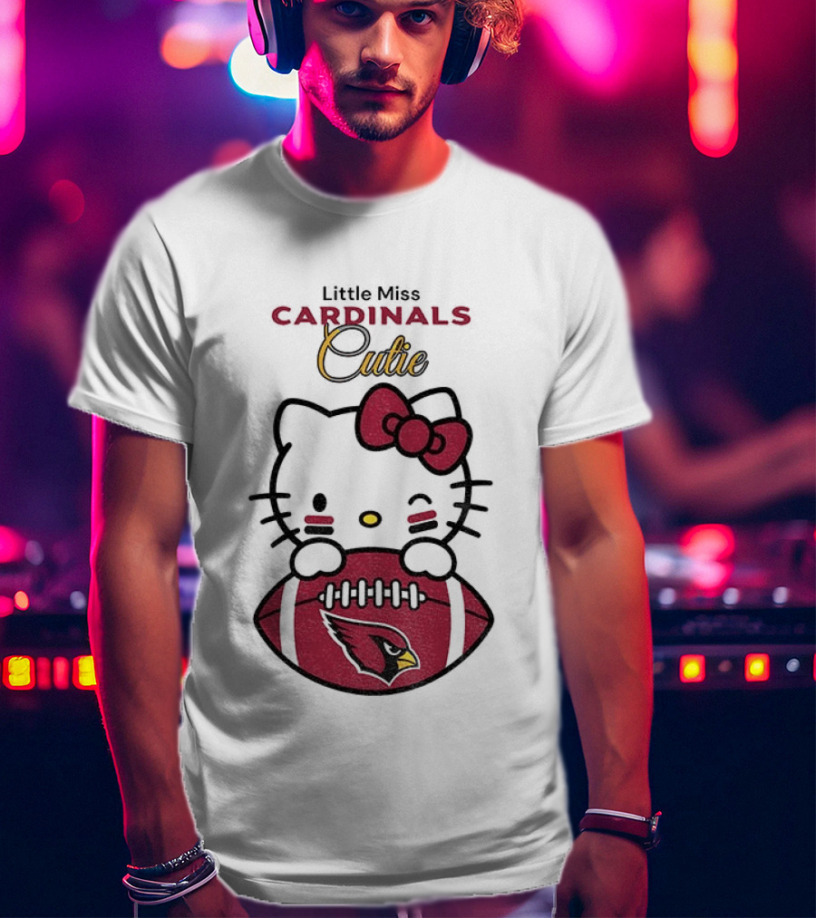Little Miss Cardinals Cutie Hello Kitty Football T-Shirt
