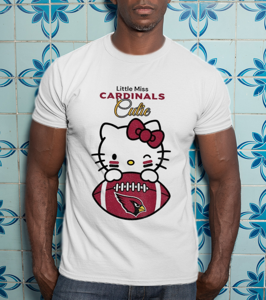 Little Miss Cardinals Cutie Hello Kitty Football T-Shirt