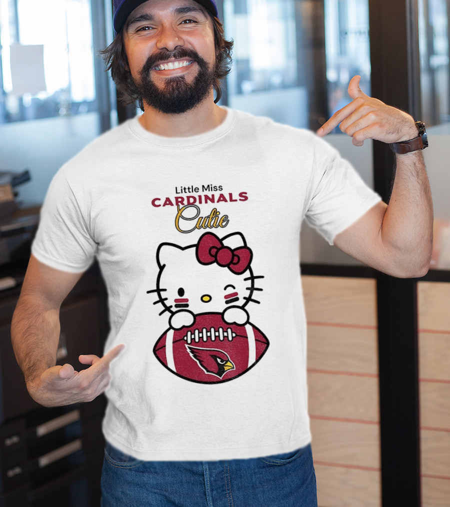 Little Miss Cardinals Cutie Hello Kitty Football T-Shirt