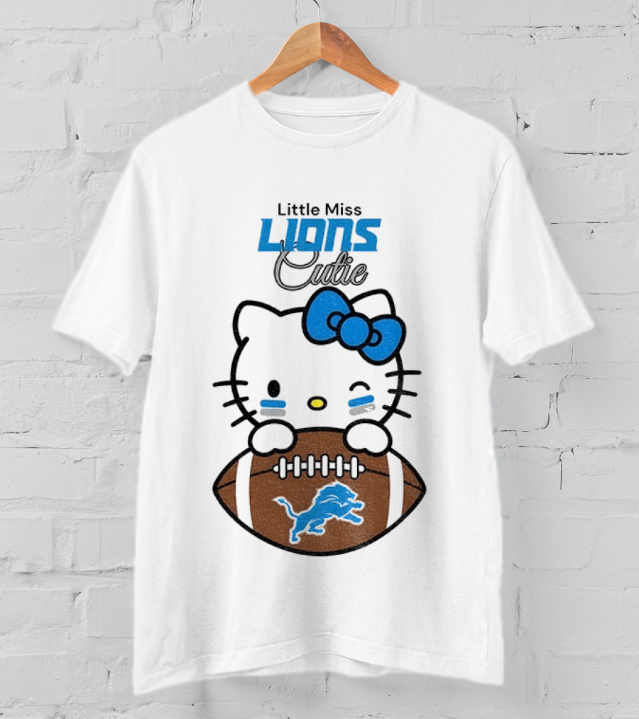 Little Miss Lions Hello Kitty Cute Football T-Shirt