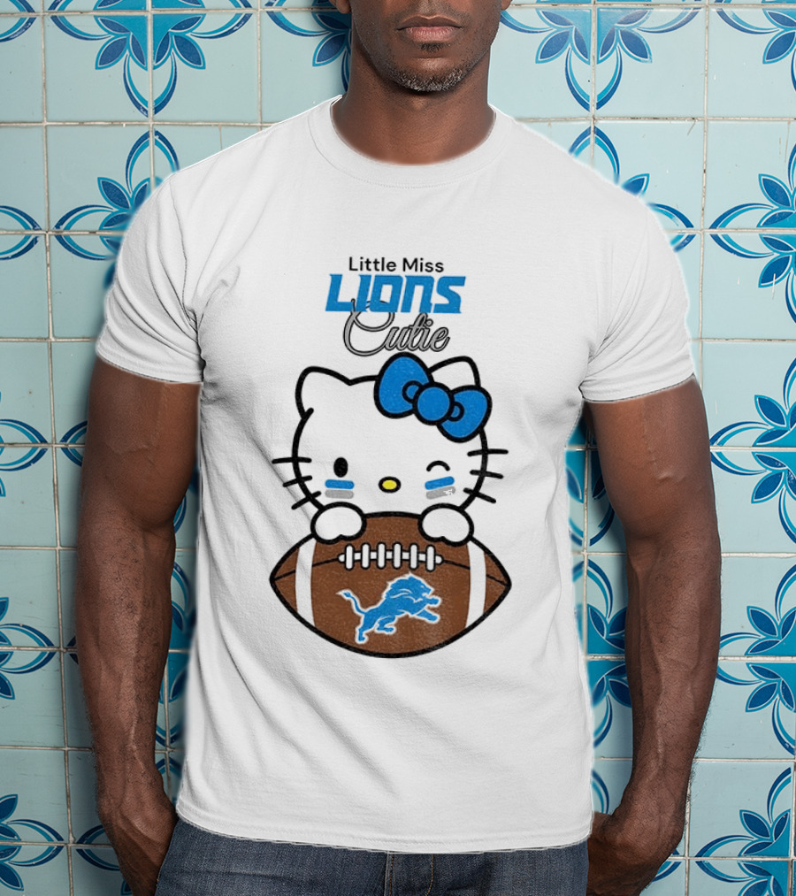 Little Miss Lions Hello Kitty Cute Football T-Shirt