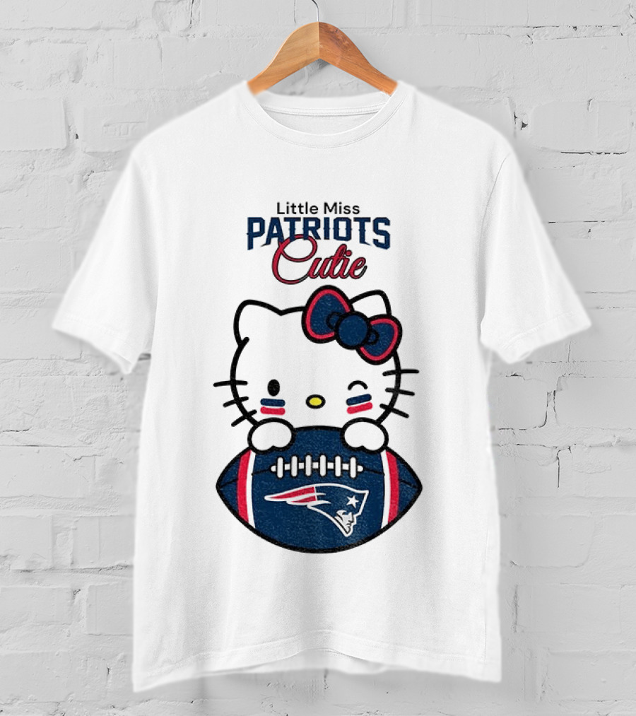 Little Miss Patriots Cutie Hello Kitty Football T-Shirt
