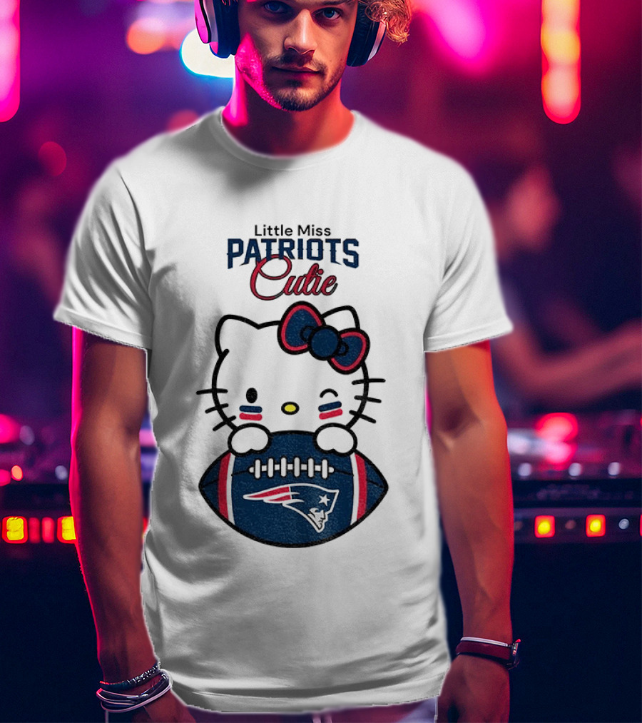 Little Miss Patriots Cutie Hello Kitty Football T-Shirt