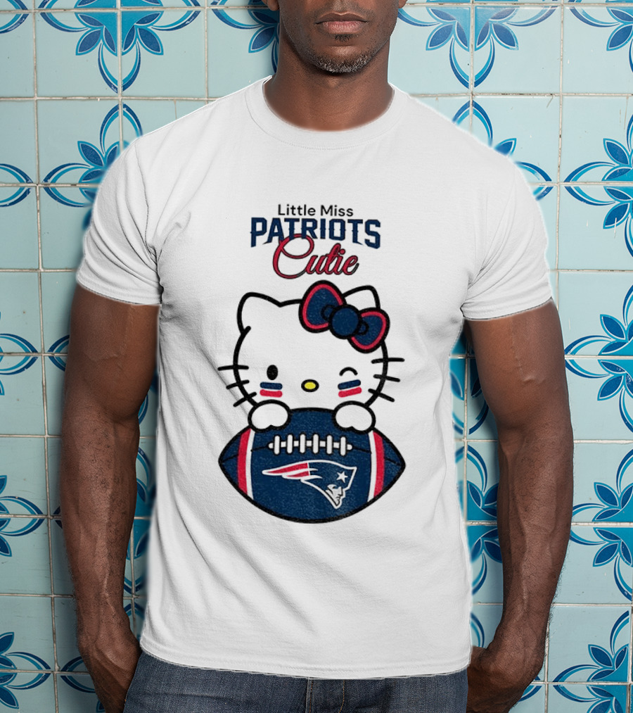 Little Miss Patriots Cutie Hello Kitty Football T-Shirt