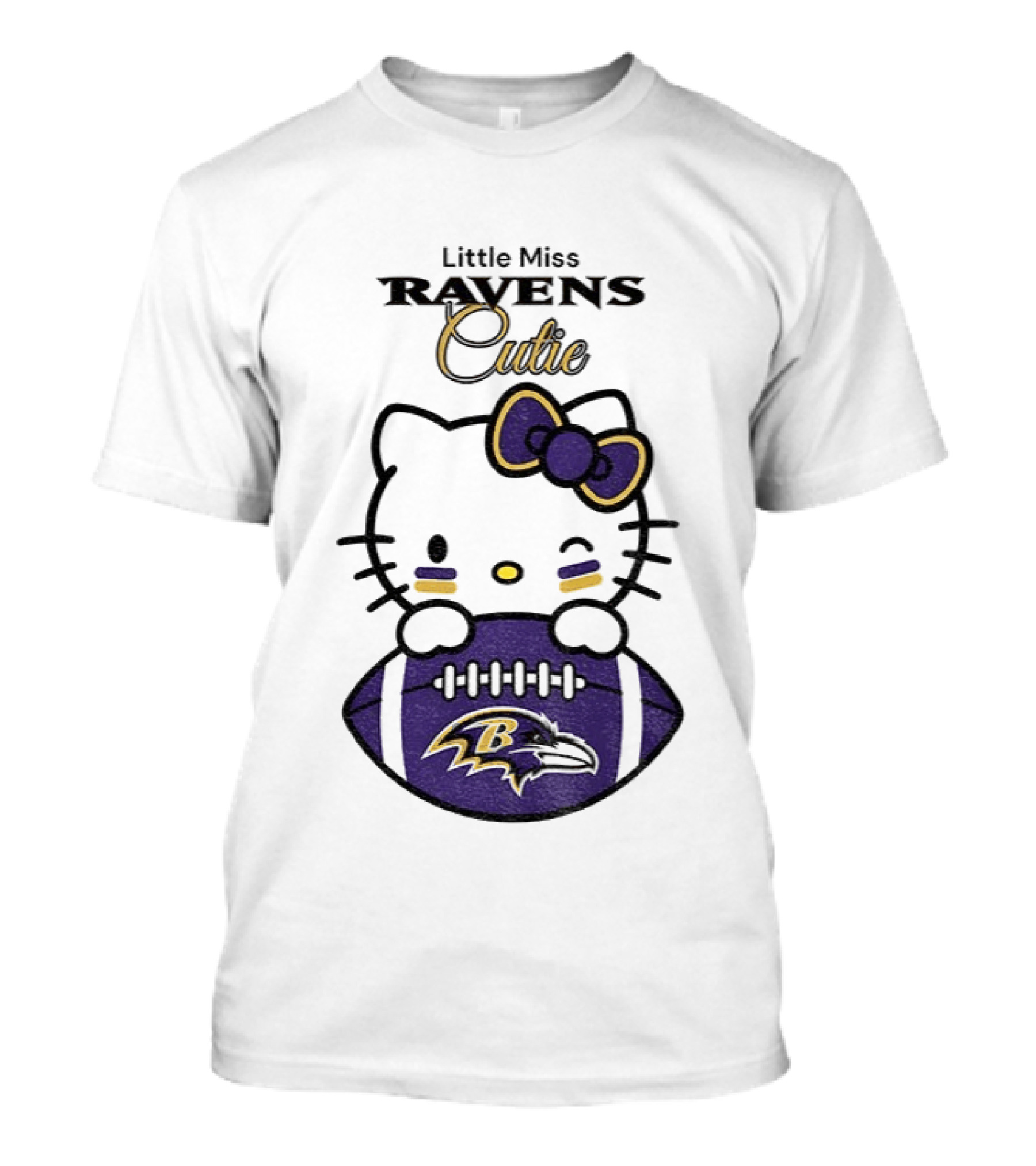 Little Miss Ravens Cutie Hello Kitty Football T-Shirt