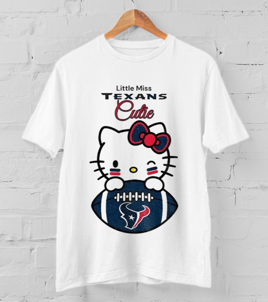 Little Miss Texans Cutie Hello Kitty Football T-Shirt