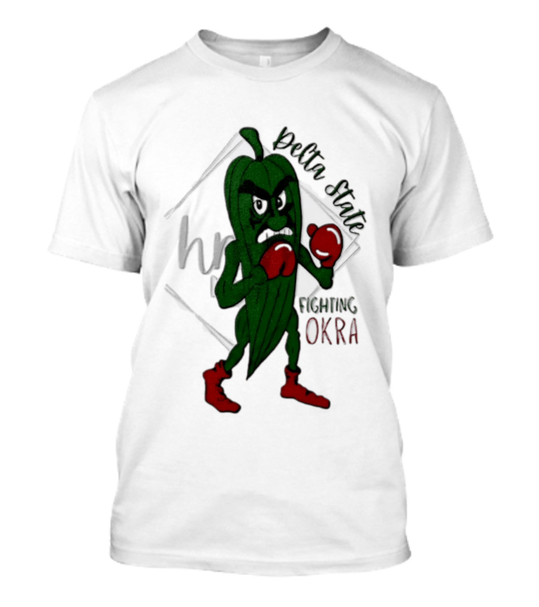Delta State Fighting Okra Punching Mascot With Boxing Gloves And Boots T-Shirt