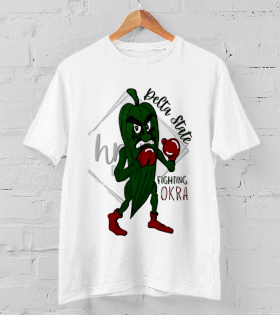 Delta State Fighting Okra Punching Mascot With Boxing Gloves And Boots T-Shirt
