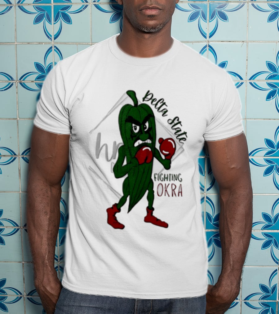 Delta State Fighting Okra Punching Mascot With Boxing Gloves And Boots T-Shirt