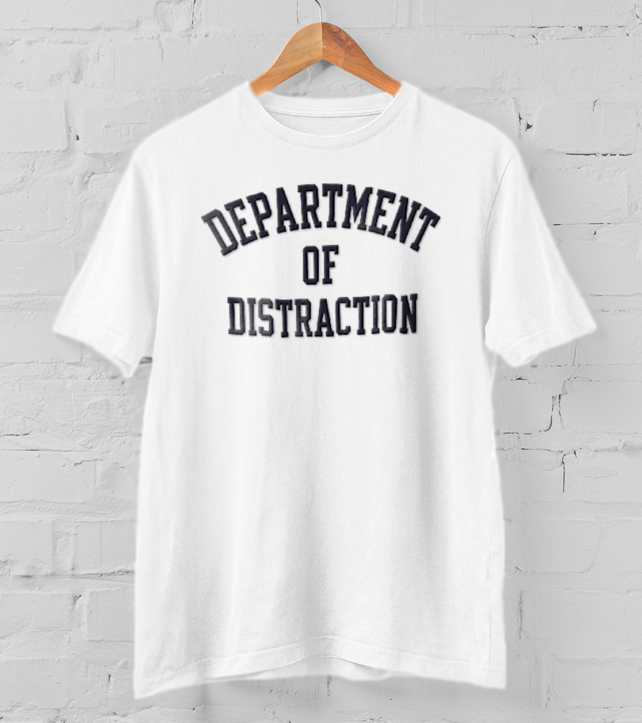 Department Of Distraction Arched Navy Blue Varsity Block T-Shirt