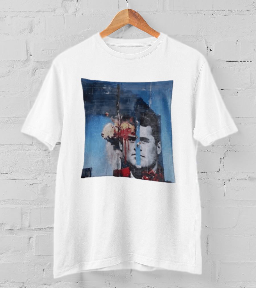 Explosion Face Collage Tower Crew Neck Short Sleeve T-Shirt
