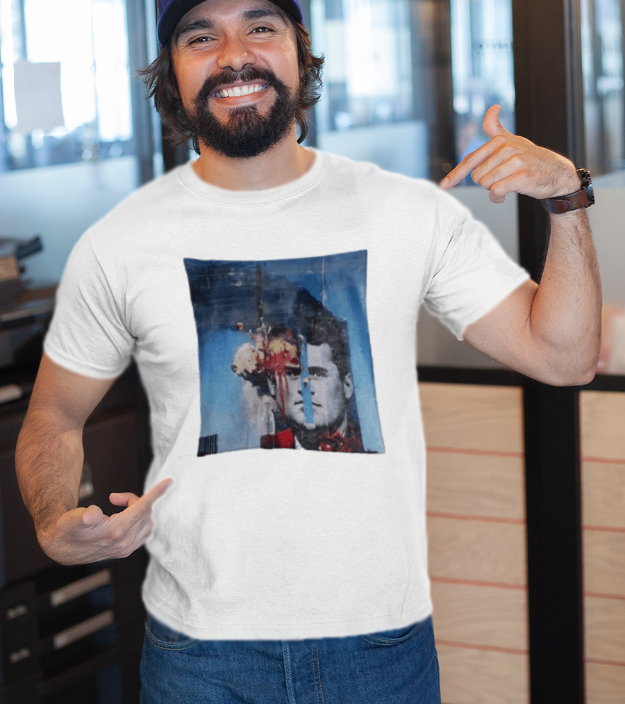 Explosion Face Collage Tower Crew Neck Short Sleeve T-Shirt