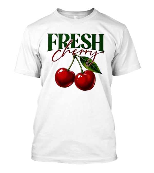 Fresh Cherry Twin Red Fruit And Leaves T-Shirt