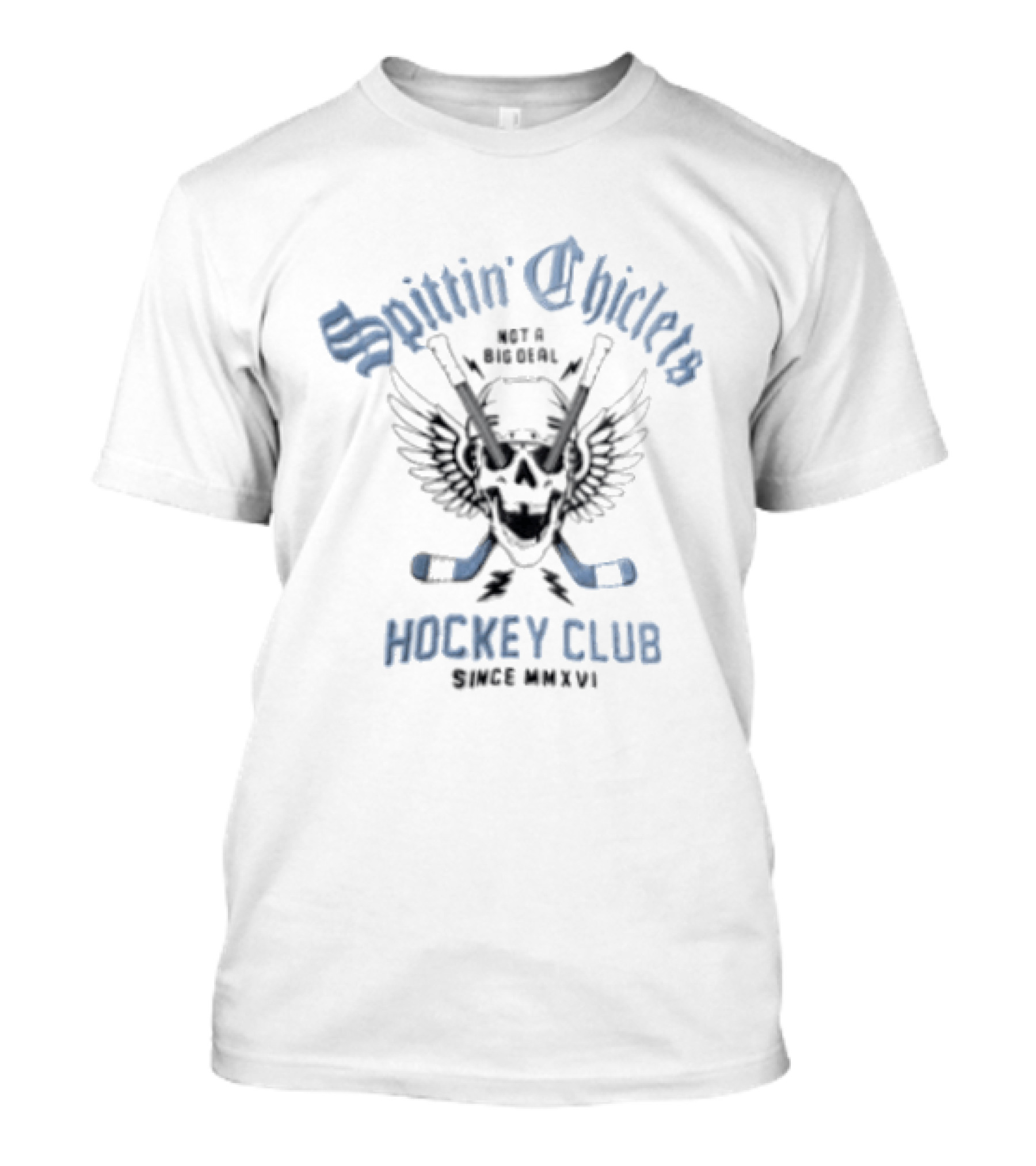 Spittin' Chiclets Winged Skull Helmet Hockey Club Since MMXVI T-Shirt